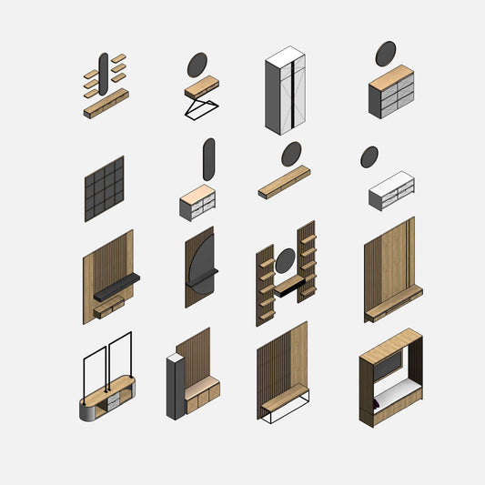 16 Parametric Revit Families for Entryway Furniture by Factory268