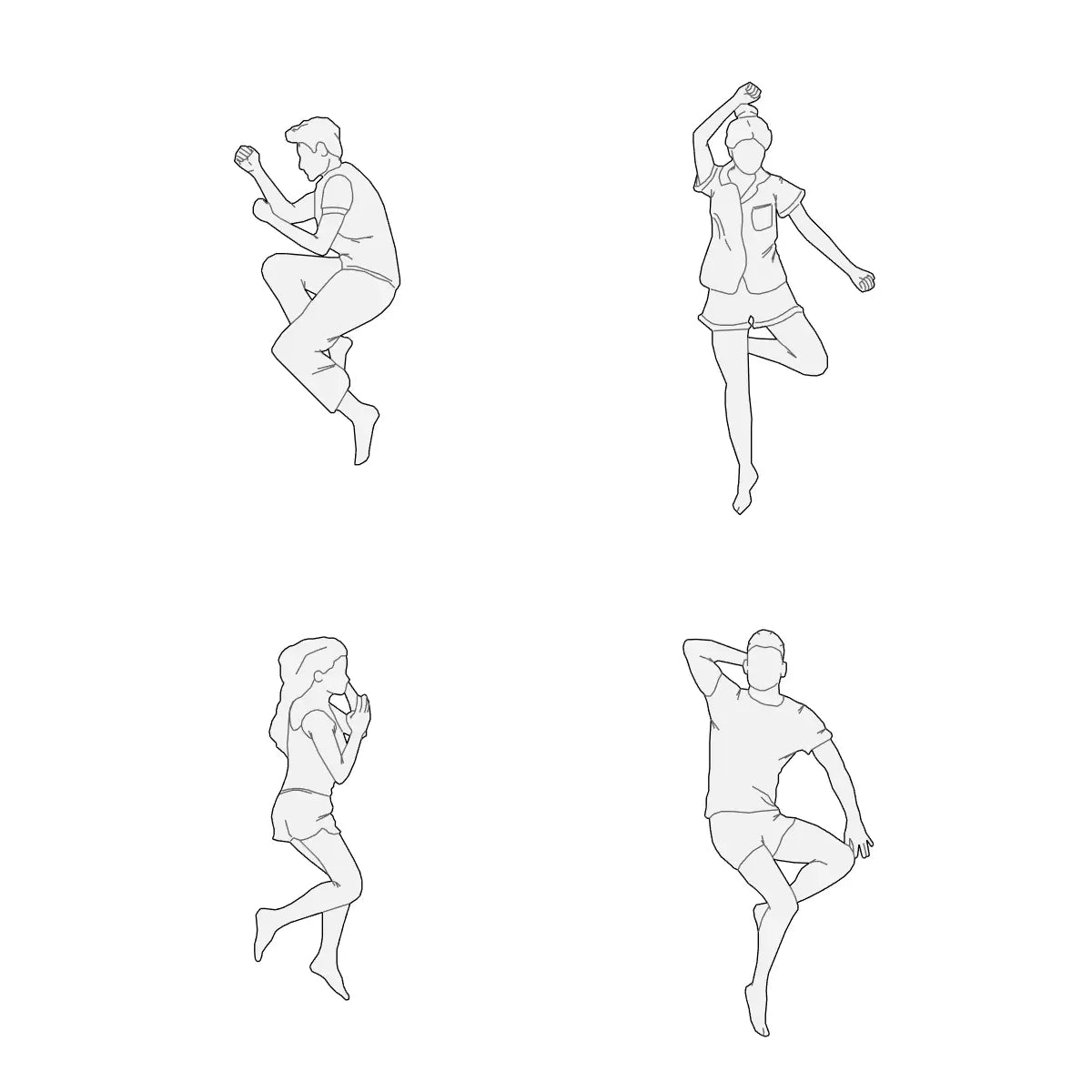 2D People Reclining Pack 01 – Top View | 12 Revit Families