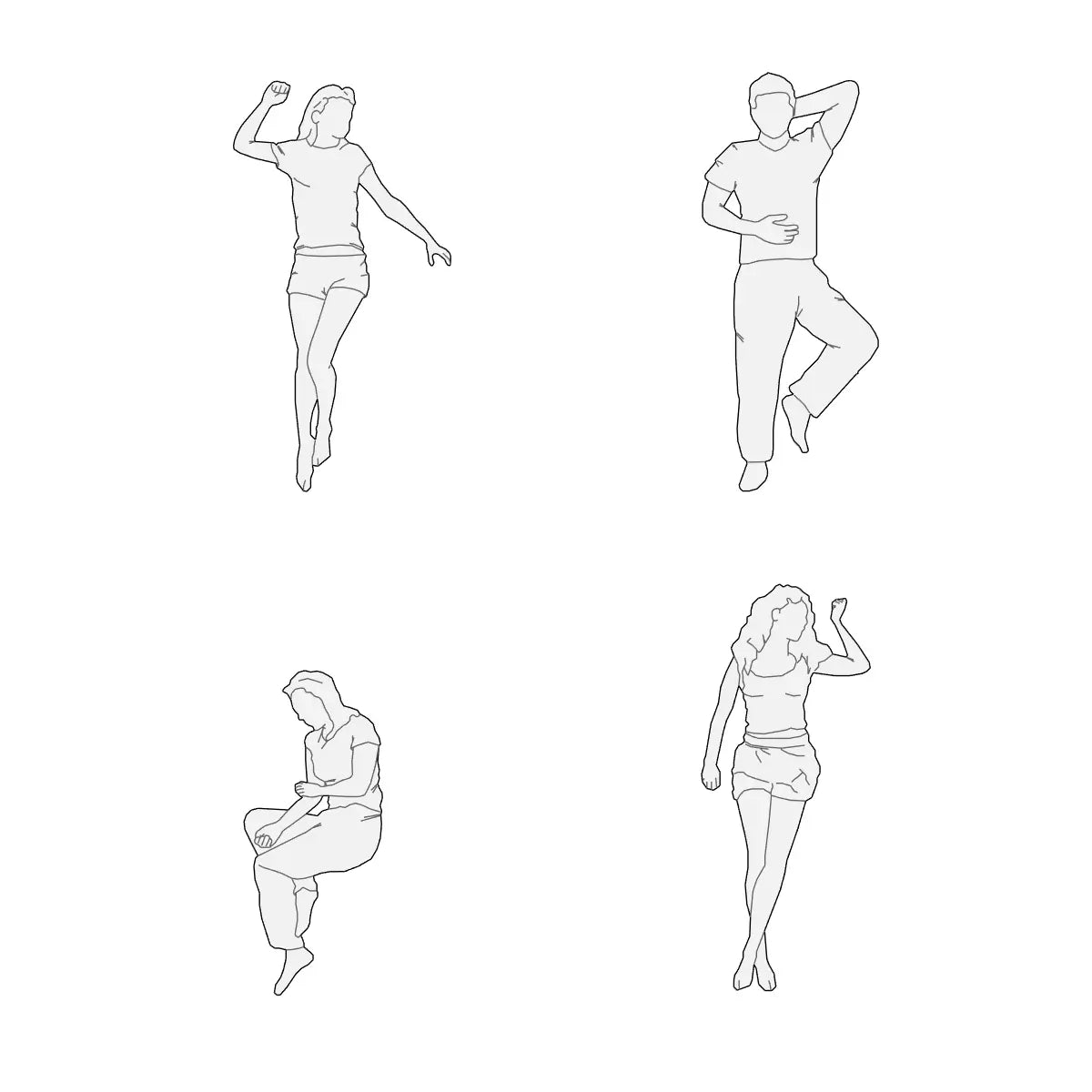 2D People Reclining Pack 01 – Top View | 12 Revit Families