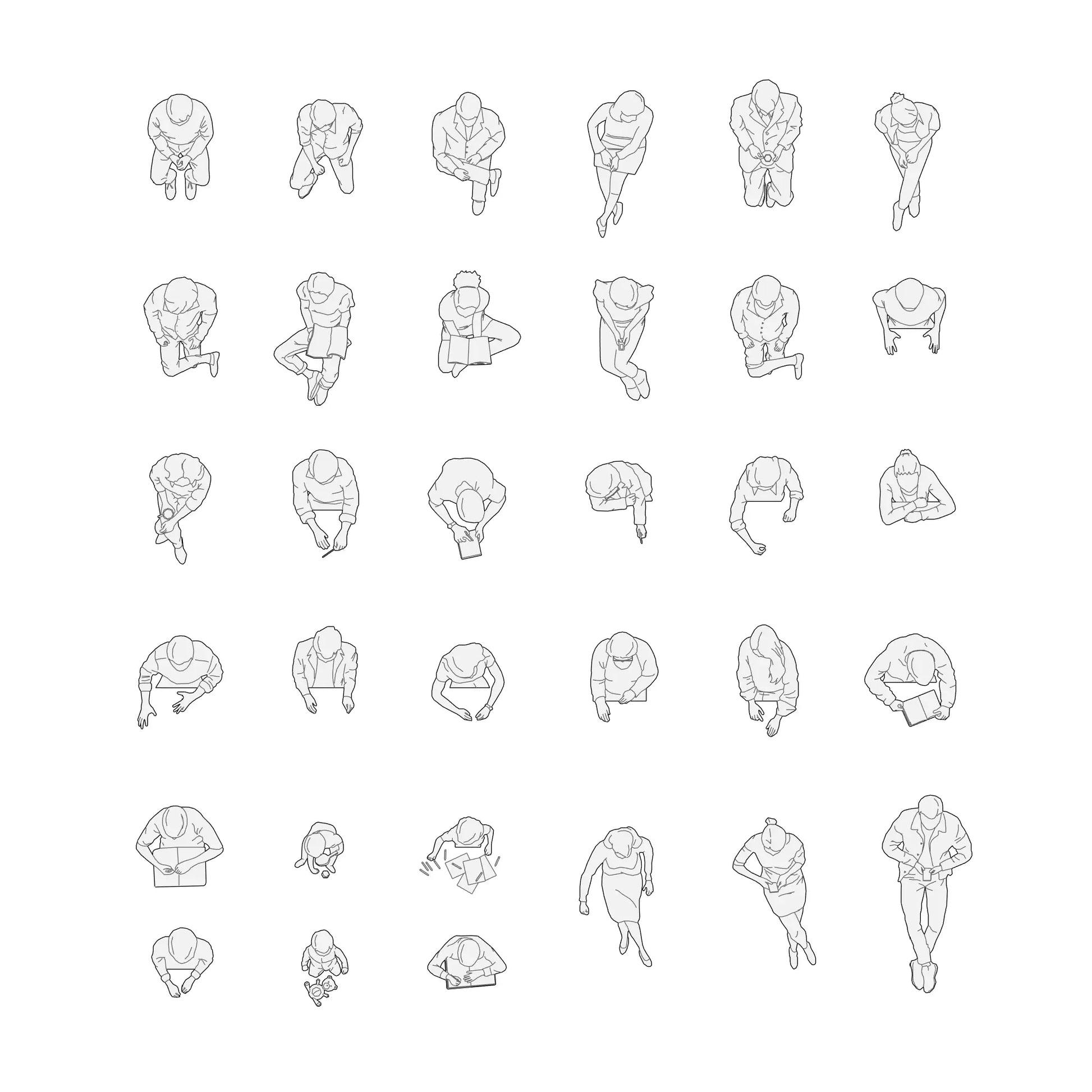 Revit Detail Item Family Pack Preview - 2D People Seated by Factory268
