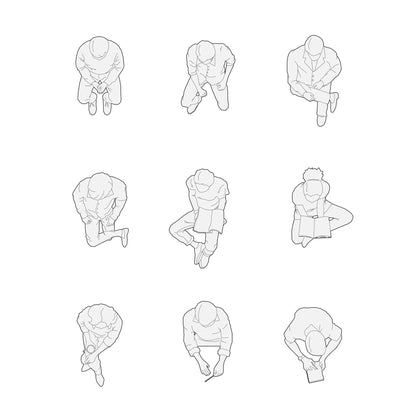 2D Detail Item for Interior Design, Male and Female Figures in Seated Pose - Revit Families by Factory268