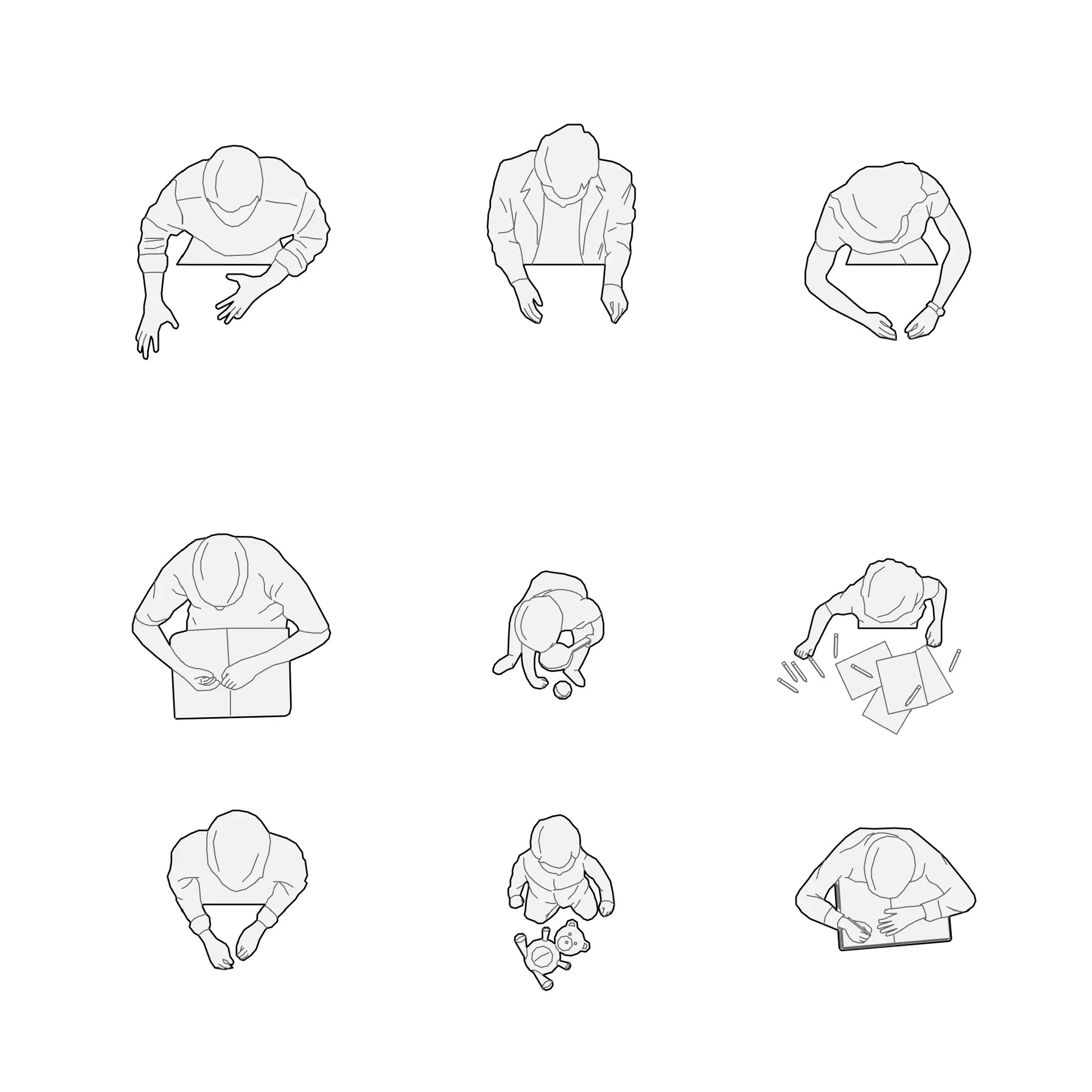 Revit 2D Families for Interior Design, Male and Female Figures in Seated Pose - Factory268