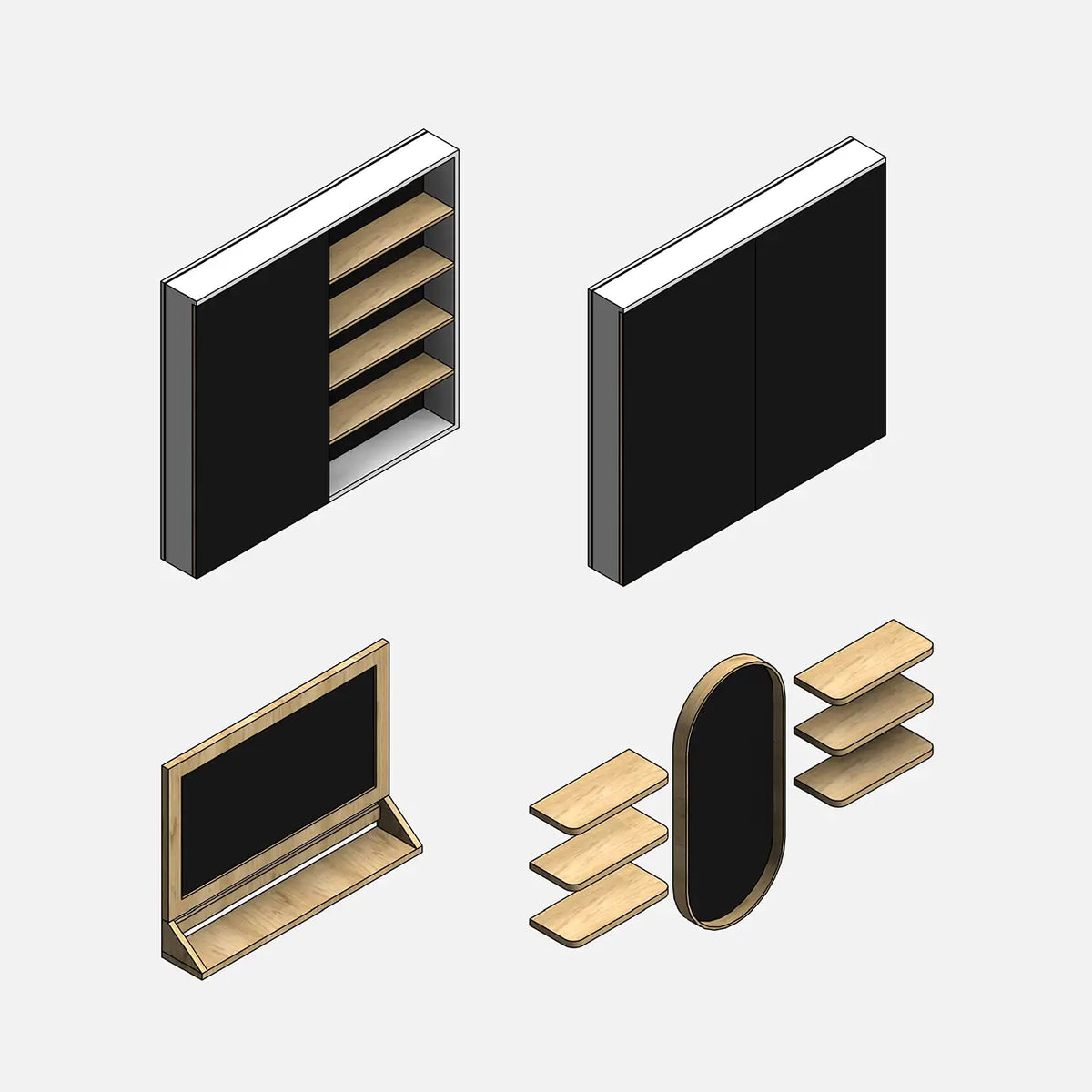 Vanity R64 Bathroom Vanities Pack01 — 17 Parametric Revit Families | Factory268 ...