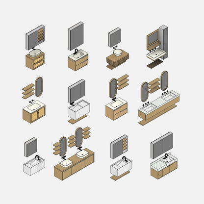 Vanity R64 Bathroom Vanities Pack01 — 17 Parametric Revit Families | Factory268 ...