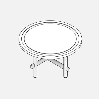 Preview of the free Revit Family package for a coffee table. Family extracted from the Coffee Table package. Circular wooden table for garden or patio.
Hidden Lines view.