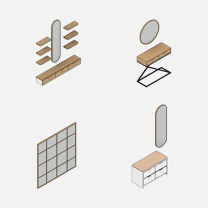 Parametric Revit families for entryways - chests of drawers and mirrors by Factory268