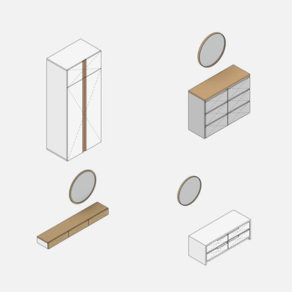 Entryway Dressers with Mirrors and Wardrobes - Parametric Revit Families, Factory268