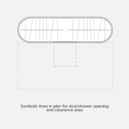 Entryway wardrobe with drawers, symbolic drawer opening lines and clearance area in plan - Revit Family, Factory268