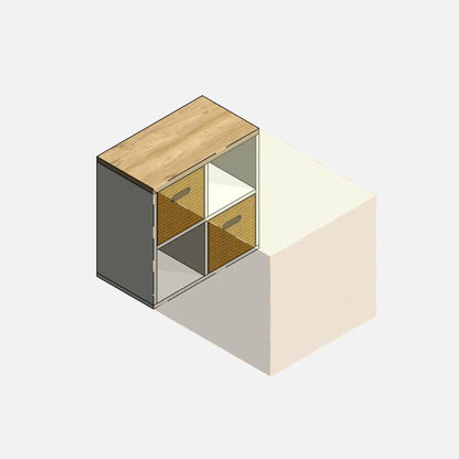 Clearance projection lines Kitchen Utensil Cabinet — Parametric Revit family, 3D view