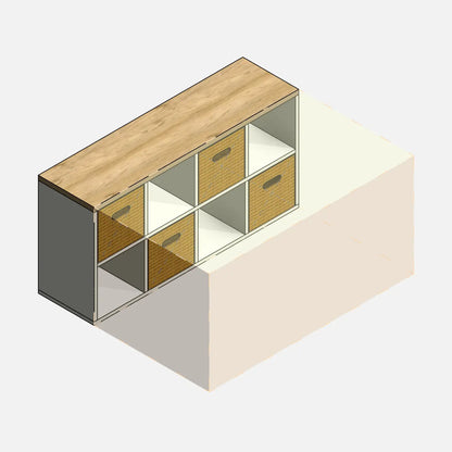 Symbolic clearance lines for Kitchen Utensil Cabinet — Parametric Revit family, 3D view