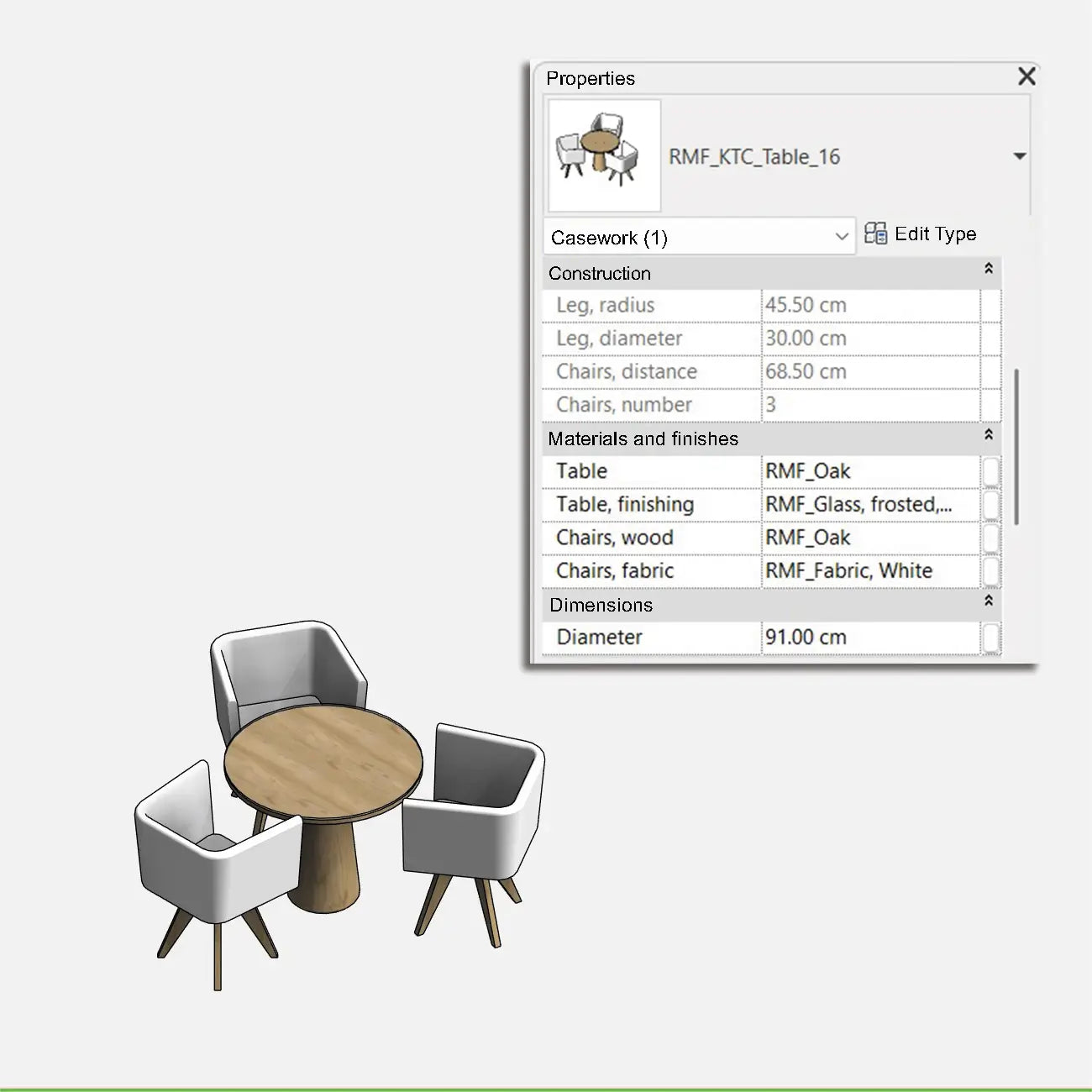 Small Table Rvt File Round Kitchen Table — Free Revit Family BIM | Factory268 – FACTORY268