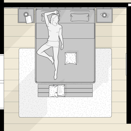 Architectural Plan of a Bedroom, Female Figure in Reclining Pose - Revit Detail Item Family by Factory268