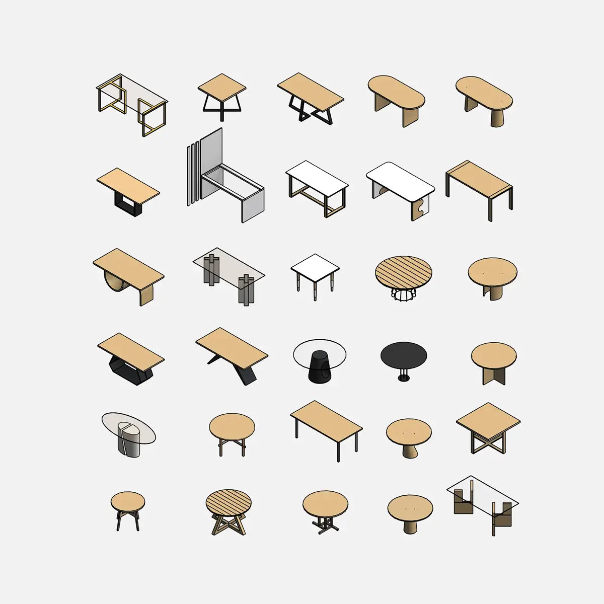 Residential Tables Collection - Pack01