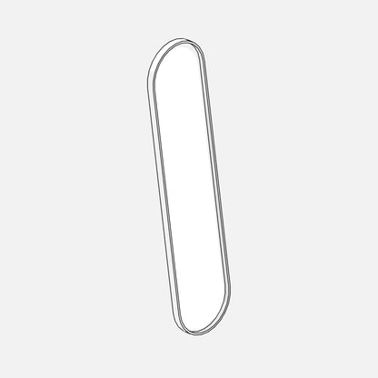 Parametric mirror with rounded ends – 3D hidden-line view showing the frame and the mirror surface.