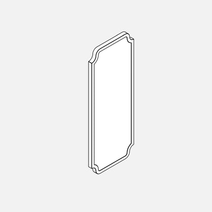Parametric mirror with concave corners, hidden line 3D view showing frame and mirror surface.